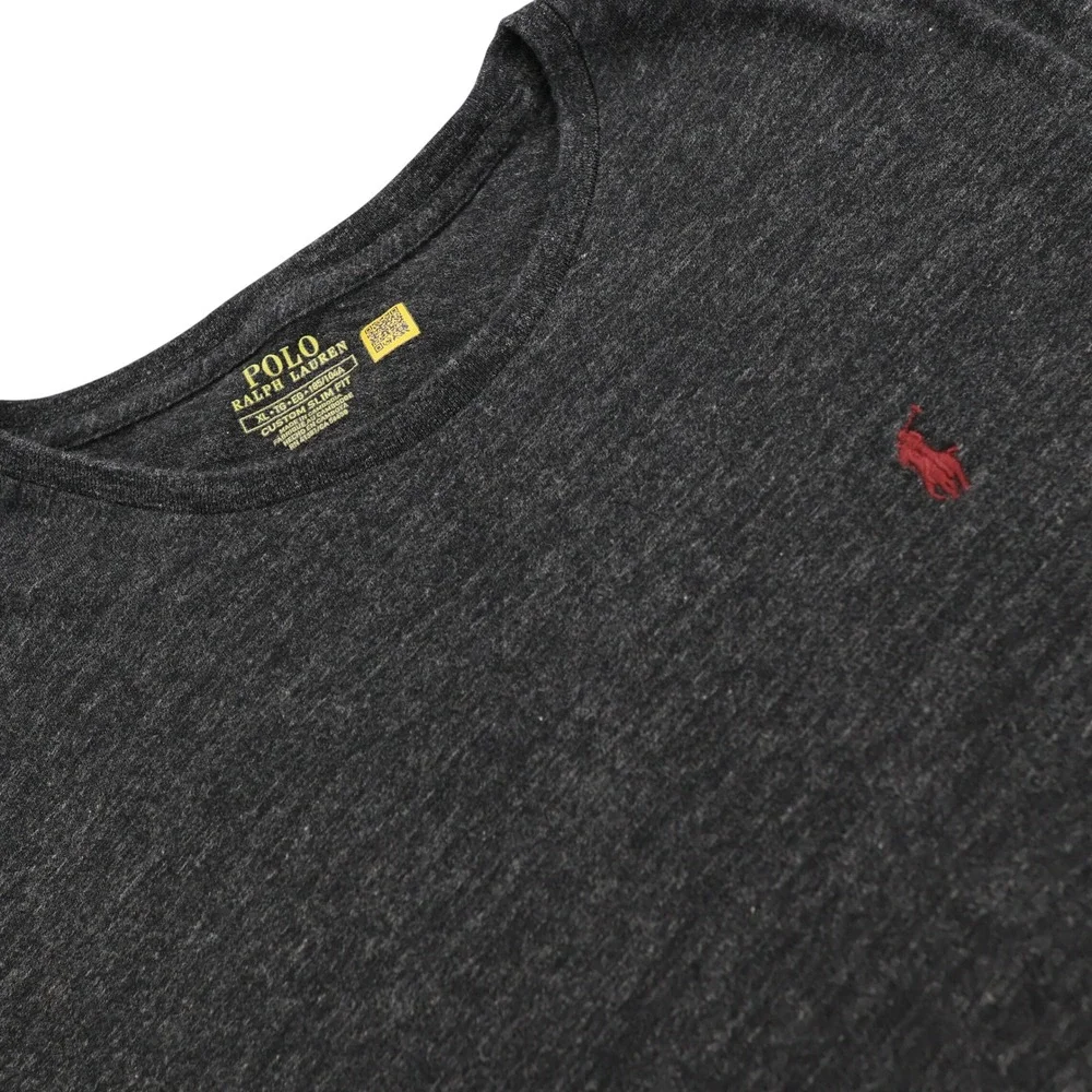 Polo Ralph Lauren Mens XL Custom Slim Fit Long Sleeve T-Shirt Charcoal Grey Pony